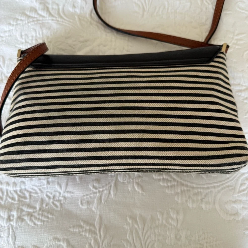 Kate Spade Striped Crossbody Bag Black and Cream